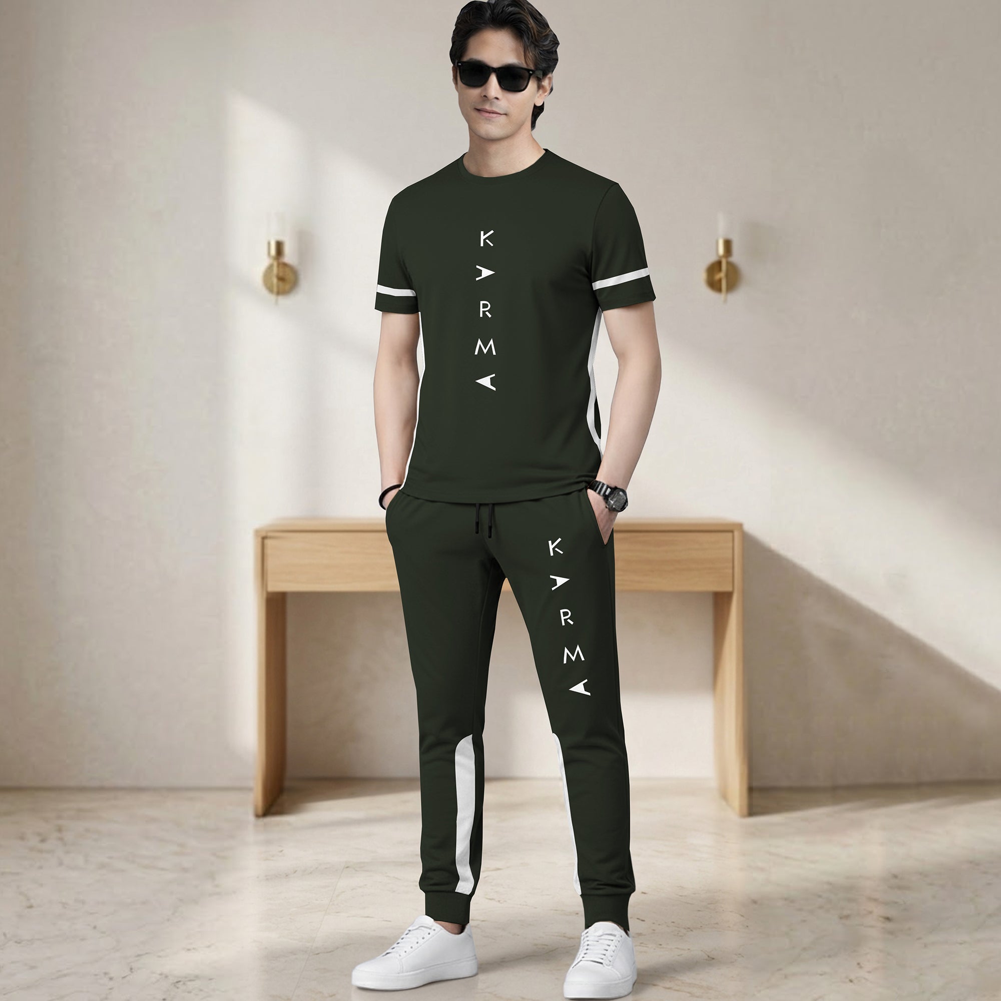 Out Fit Sets For Men Printed Tshirt & Printed Trackpants 22 Variants
