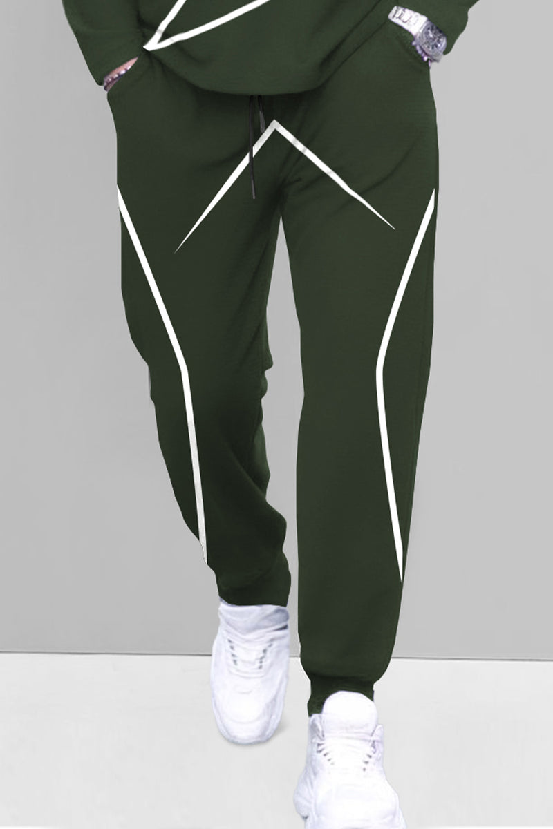 Mens Tracksuit - Round Neck Full Sleeve Olivegreen T-shirt / Olivegreen Trackpant