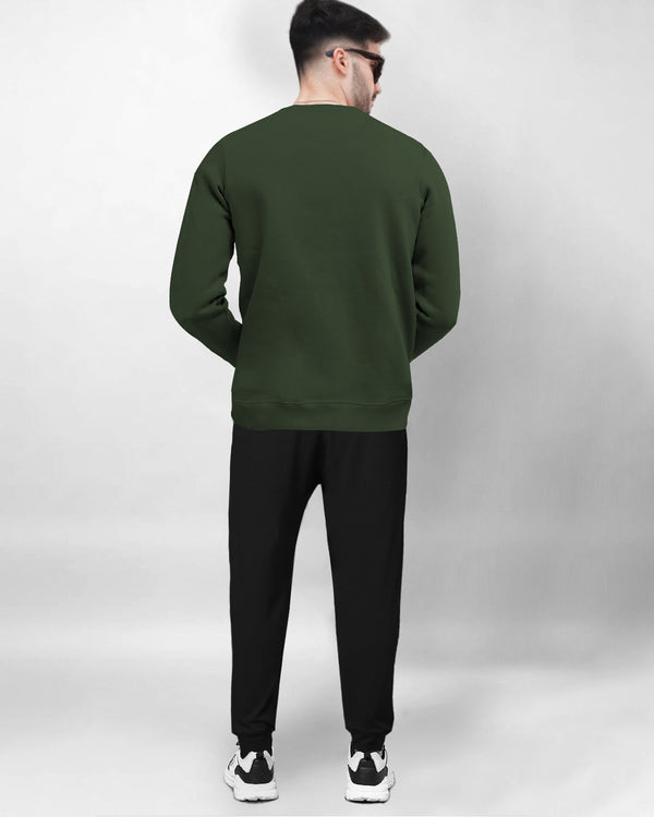 Tracksuit For Men OliveGreen Sweatshirt & Black Track Pant