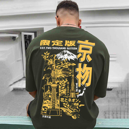 Men Back Printed Oversized Tshirt Olivegreen