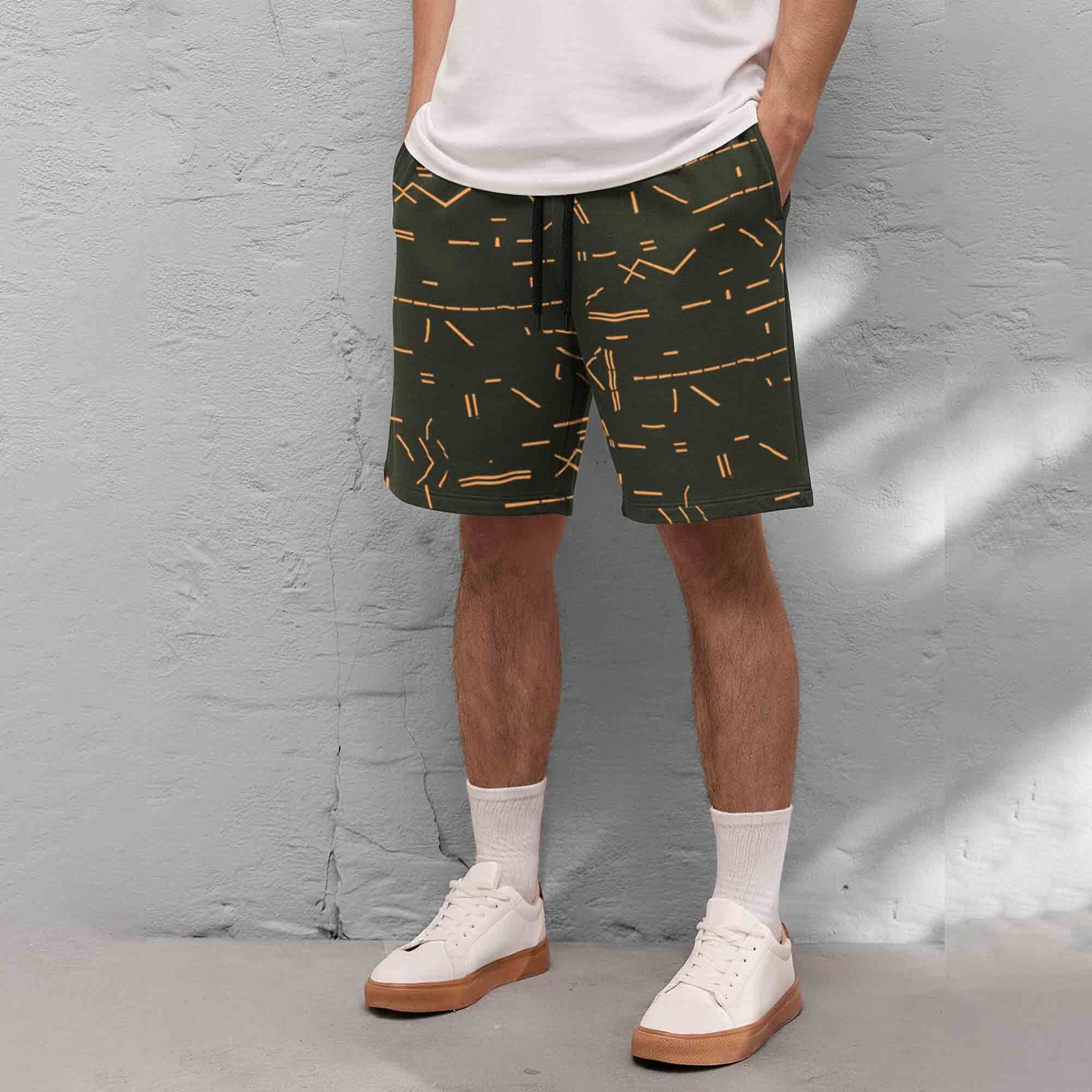 Men Printed Regular Fit Shorts Olivegreen