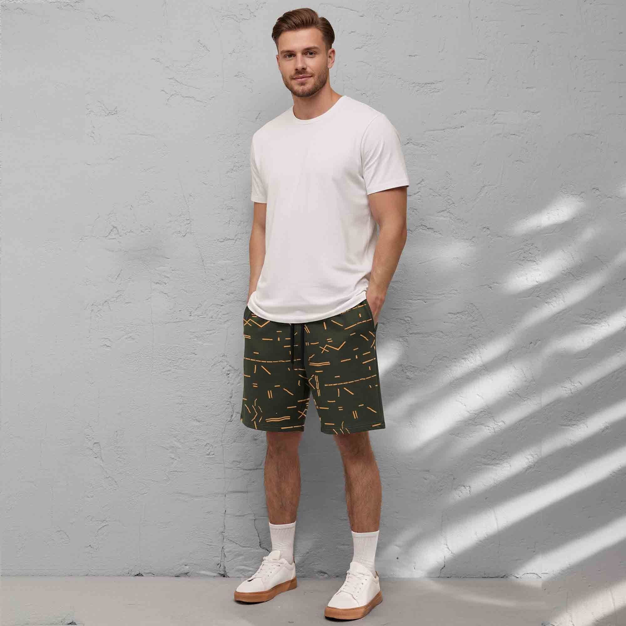 Men Printed Regular Fit Shorts Olivegreen