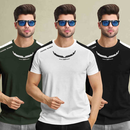 (Pack Of 3) Half Sleeve Printed Tshirts- 12 Variants