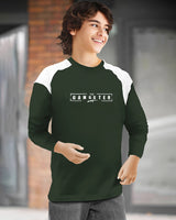 Kids Gangster Full Sleeve Round Neck T-Shirt | Olivegreen & White