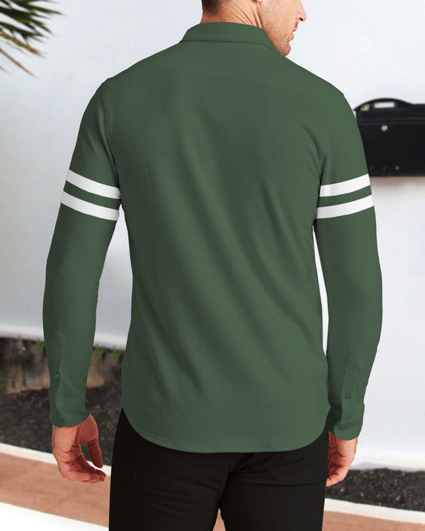 TRIPR Men Striped Casual Dark Green Shirt