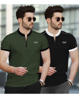 Mens Henely & High Neck Half Sleeve T-shirts (Pack Of 2) - 10 Variants