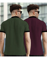 Mens Henely & High Neck Half Sleeve T-shirts (Pack Of 2) - 10 Variants