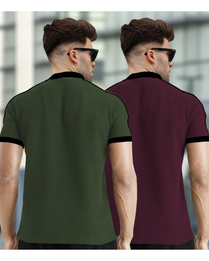 Mens Henely & High Neck Half Sleeve T-shirts (Pack Of 2) - 10 Variants