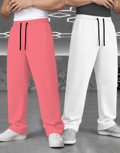 (Pack Of 2) Plain Baggy Fit Trackpants Multicolors