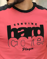 Men Full Sleeve Dual Colors Pink-Black Typography Round Neck Tshirt