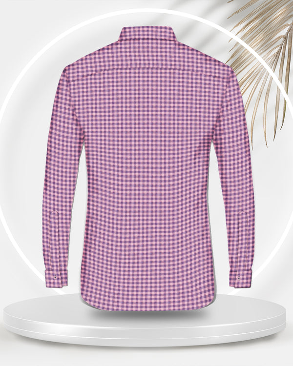 Men Full Hand Pink Casual Checked Shirt