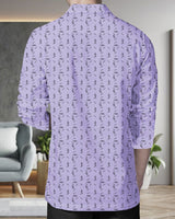 Men Printed Cotton Blend Straight Kurta / Purple