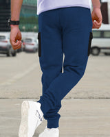 mens loopknit cargo jogger royal blue black