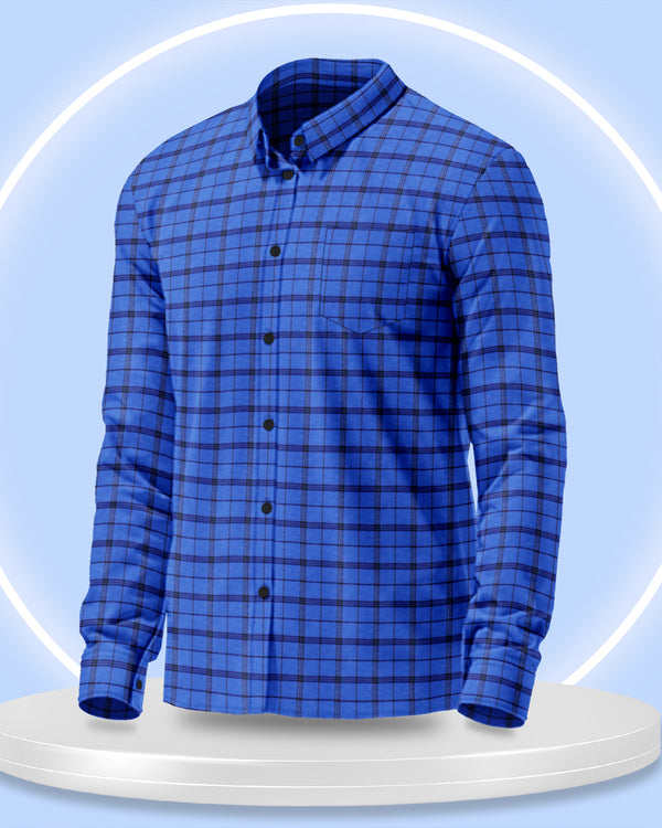 MEN FULL HAND ROYAL BLUE CHECKED FORMAL SHIRT