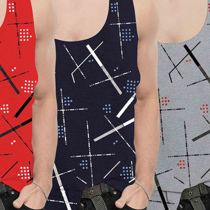 (Pack of 3) Multicolor Men Printed Vest