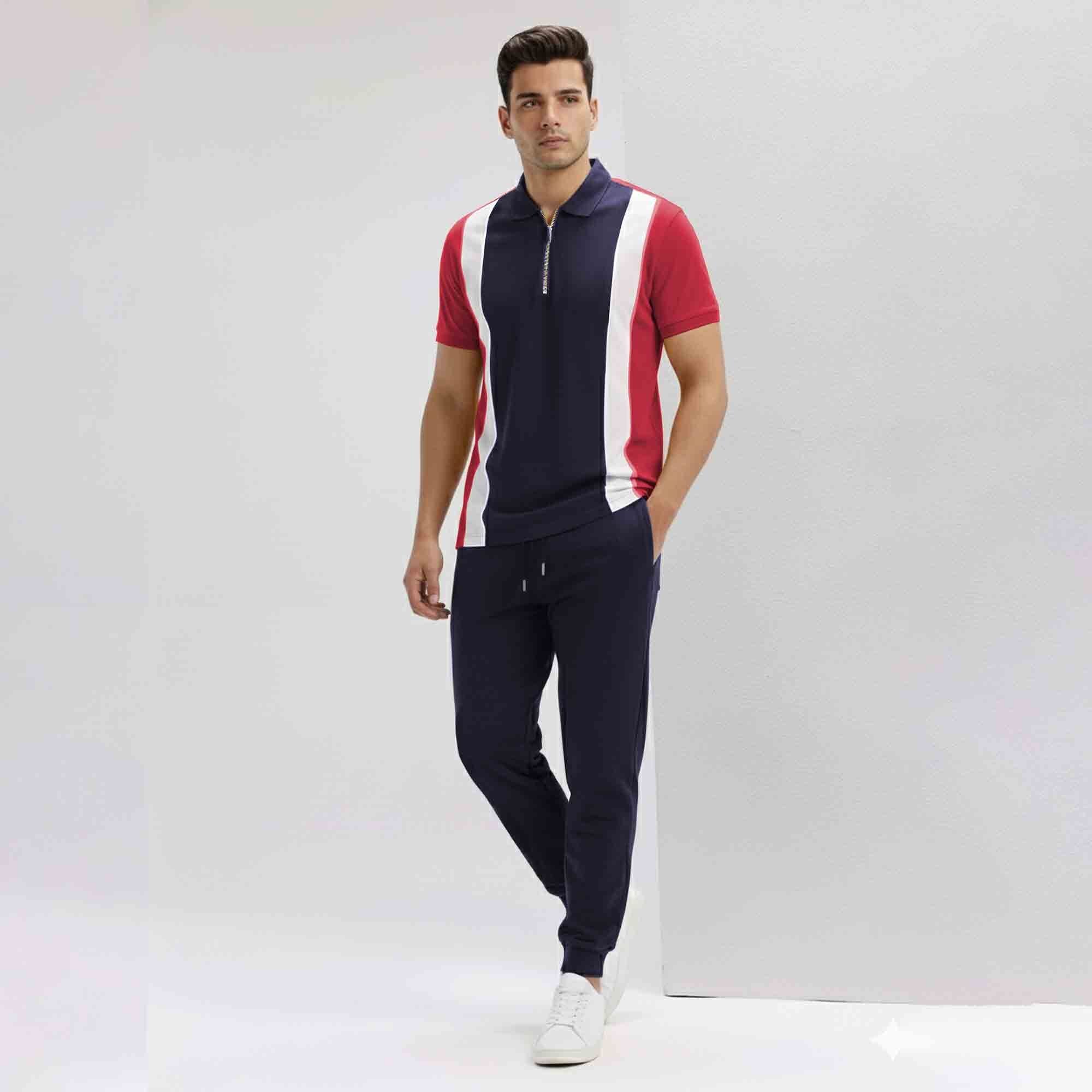 Men Tracksuit Multicolor Full Sleeve Polo T-Shirts & Track Pants- 15 Variants