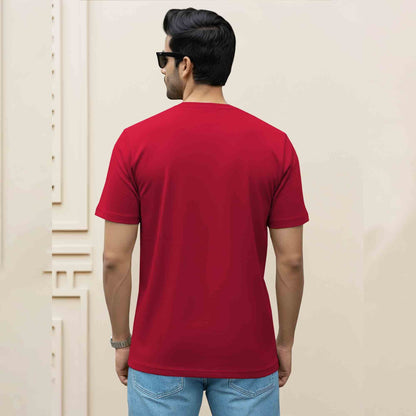 (Pack Of 1) Men Half Sleeve Red Round Neck Plain T-shirt
