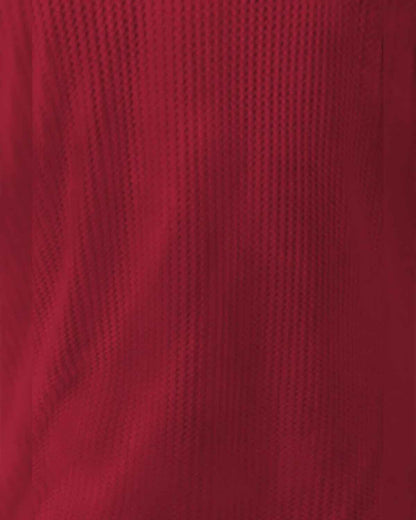 Men Casual Round Neck Plain Waffle Vest Red