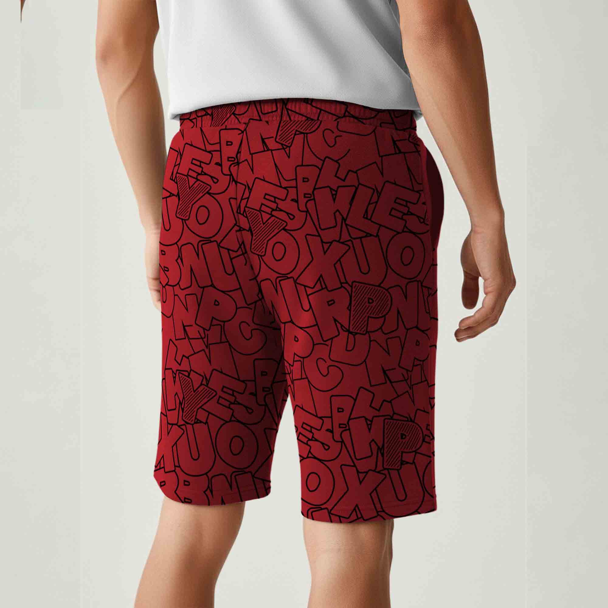 Men All Over Printed Short Red