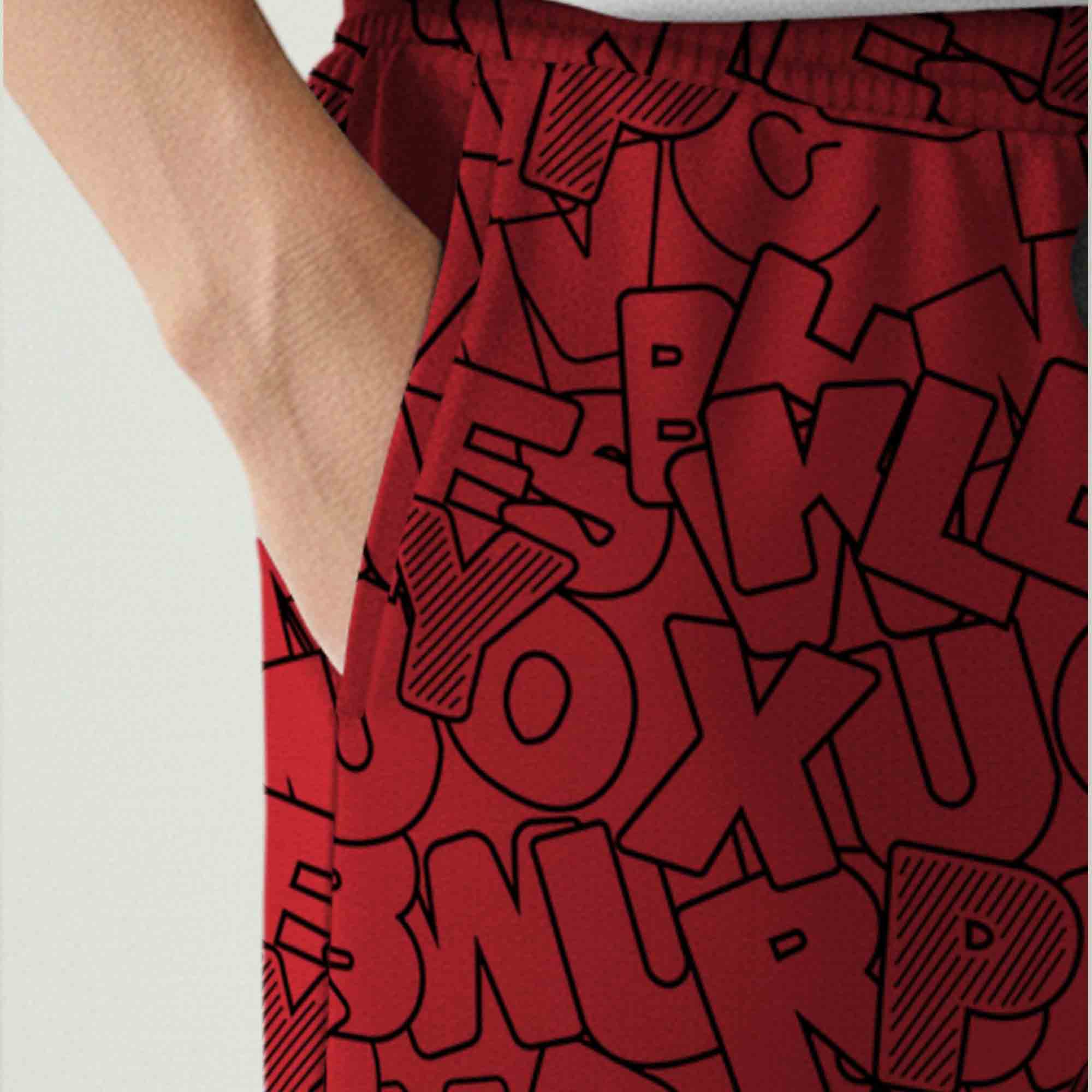 Men All Over Printed Short Red