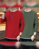 (Pack of 2) Men Full Sleeve T-shirts Combo | 4 COLORS SET