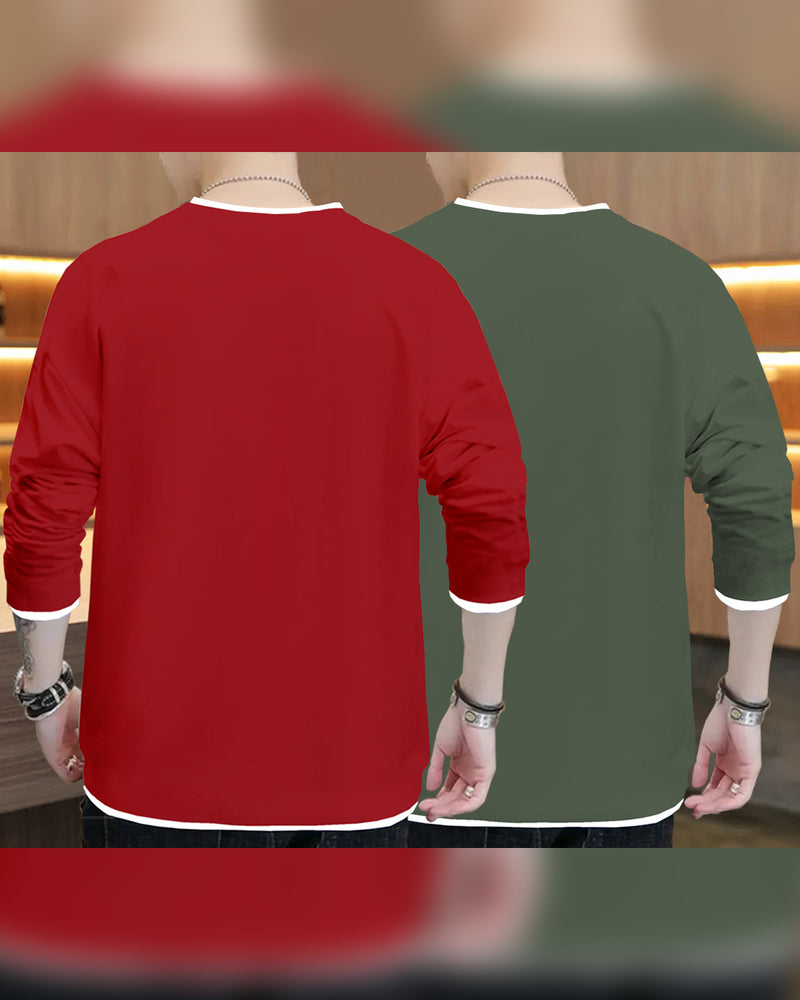 (Pack of 2) Men Full Sleeve T-shirts Combo | 4 COLORS SET