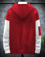 Full Sleeves Colourblock Men Red & White Sweatshirt