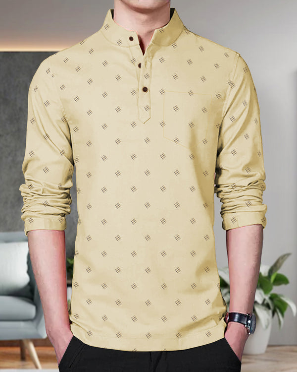 Men Printed Cotton Blend Straight Kurta / Sandal