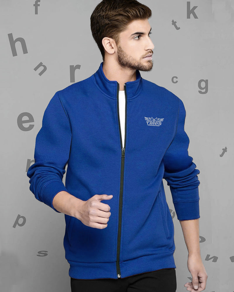 Buy Triptee Mens Pure Cotton Full Sleeves Solid Casual Regular Zipper Sports  Jacket (Blue1, S) at