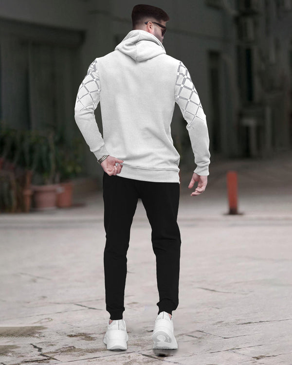 Tracksuit For Men Grey Printed Jacket / Black Printed Trackpant