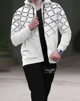 Tracksuit For Men Grey Printed Jacket / Black Printed Trackpant