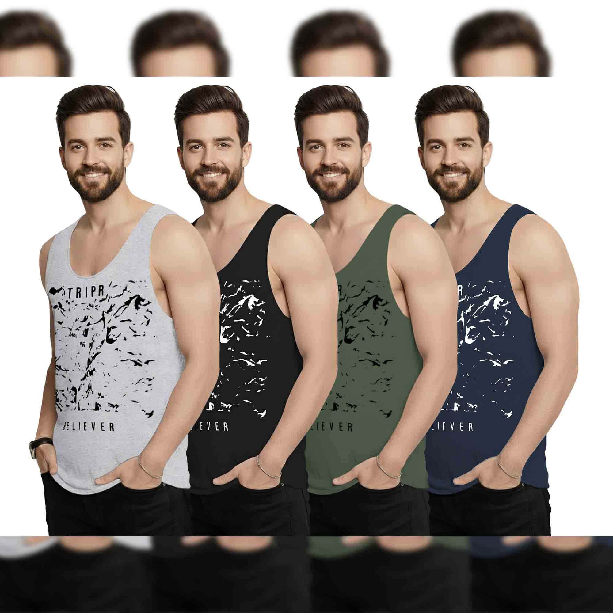 Men Vest Combo | grey - Black - Dark Blue - Green | (Pack of 4)