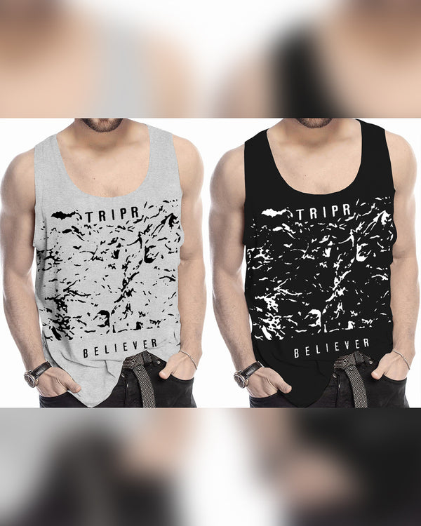 Men Vest combo | white - Black  (Pack of 2)