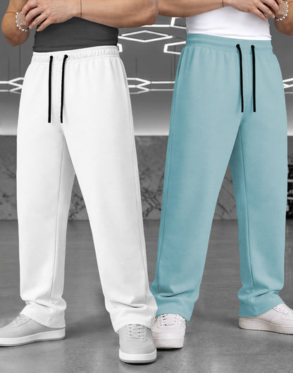 (Pack Of 2) Plain Baggy Fit Trackpants Multicolors