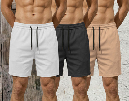(Pack Of 3) Plain Cotton Blend  Shorts