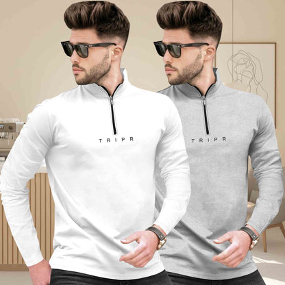 Pack Of 2 High Neck Logo Printed Full Sleeve Combo T-shirts - 13 Variants