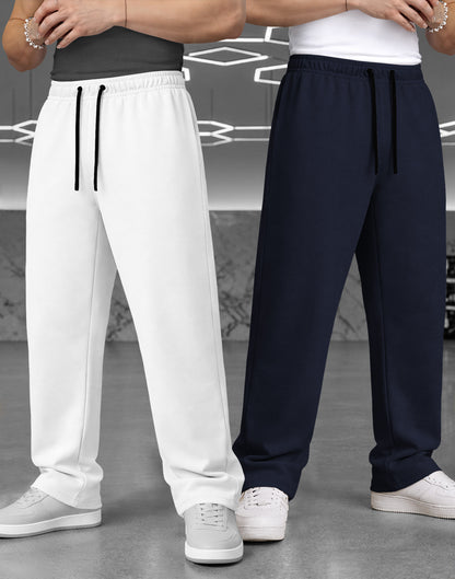 (Pack Of 2) Plain Baggy Fit Trackpants Multicolors