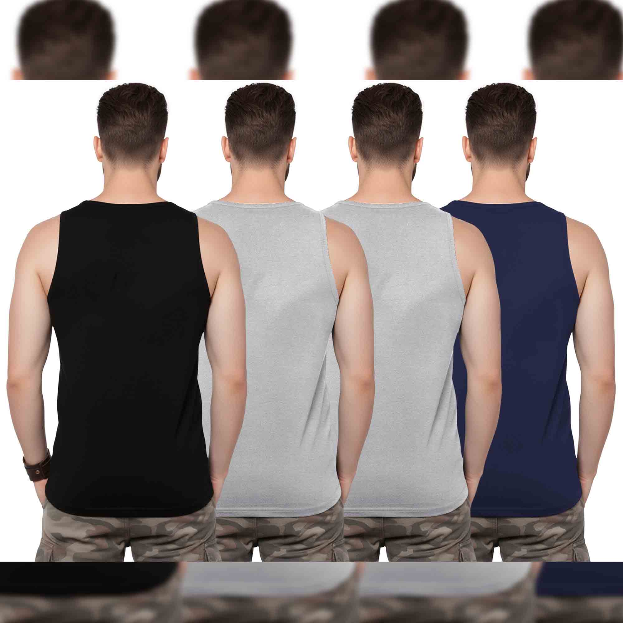(Pack Of 4) Men Printed Vest Multicolor