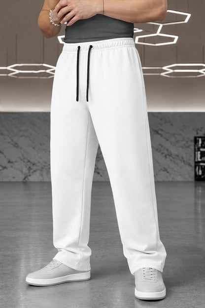 TRIPR Men Solid Loose Fit TrackPant White