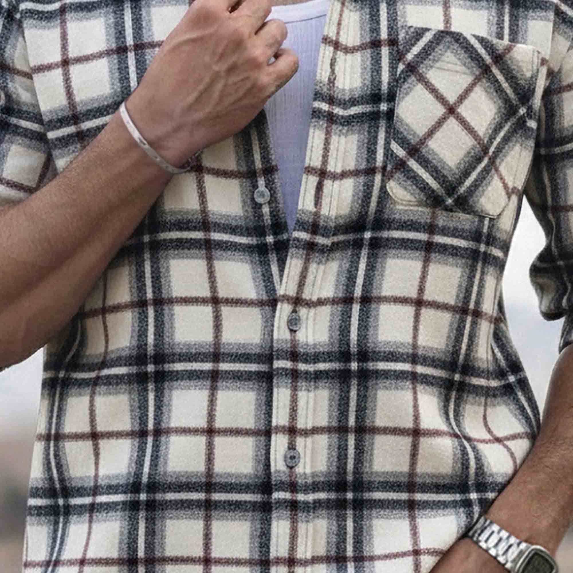 Mens Regular Fit Cotton Checked Shirt White & Black