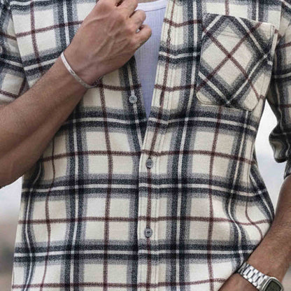 Mens Regular Fit Cotton Checked Shirt White & Black