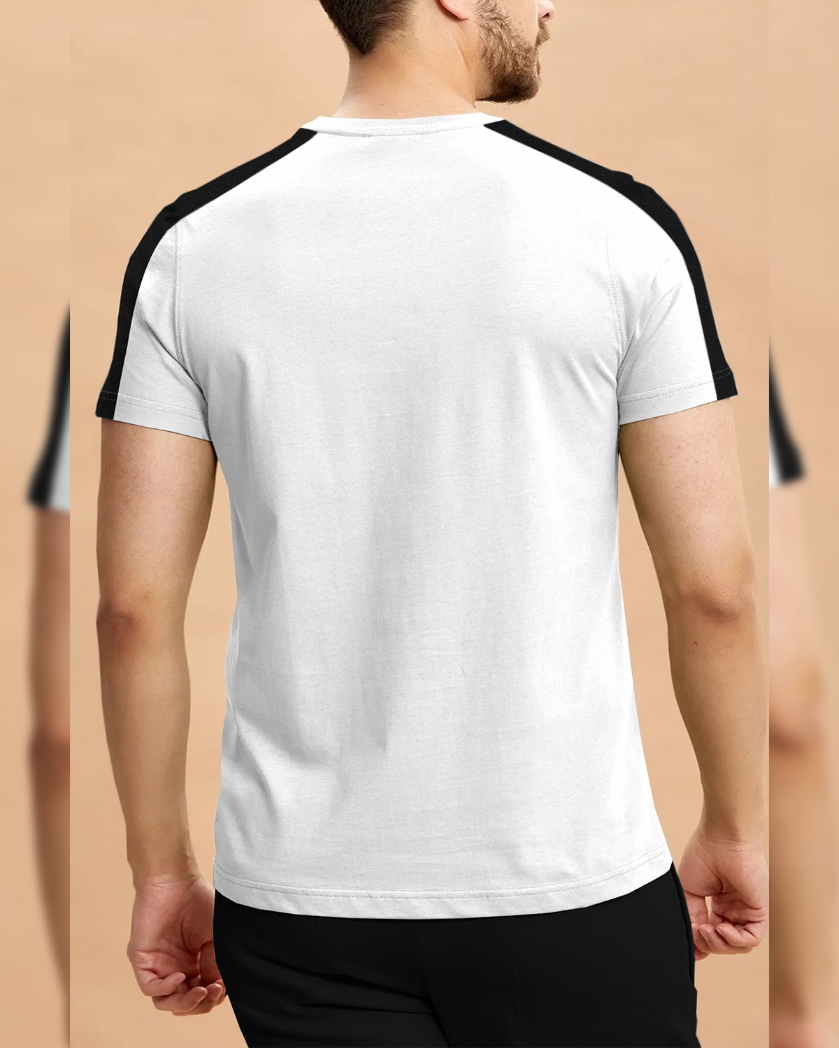 Men Half Sleeve Round Neck Cotton Blend White-Black T-Shirt