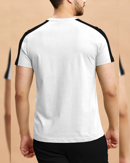 Men Half Sleeve Round Neck Cotton Blend White-Black T-Shirt