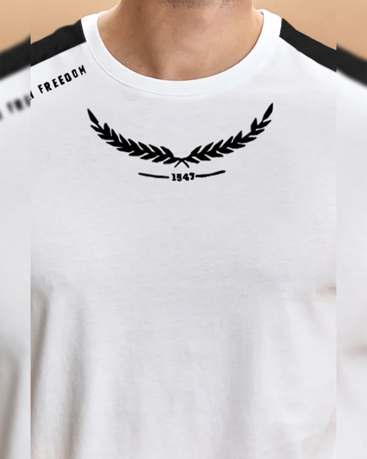 Men Half Sleeve Round Neck Cotton Blend White-Black T-Shirt