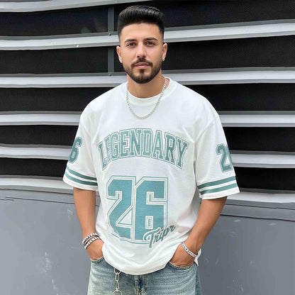 Mens Oversized Round Neck Printed TShirt White