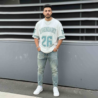 Mens Oversized Round Neck Printed TShirt White