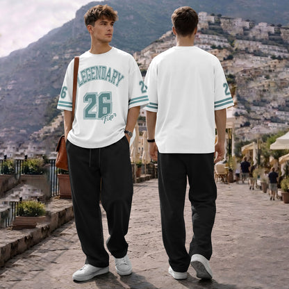 Men Tracksuit Oversized Back Printed Tshirts Loose Fit Plain Trackpants
