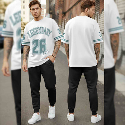 Men Tracksuit Oversized Back Printed Tshirts Plain Trackpants