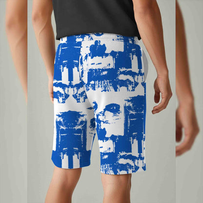Men All Over Printed Short White & Blue