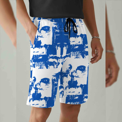 Men All Over Printed Short White & Blue